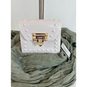 Kendall + Kylie White Studded Silicon Mini Purse with Gold Chain